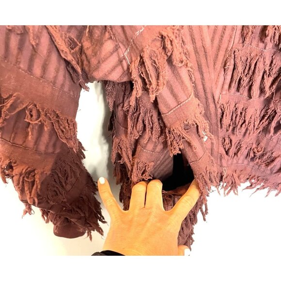 Vintage Paula Sweet Muslin Mink Fringe Jacket Two Button Fringe Size Medium - Picture 6 of 9